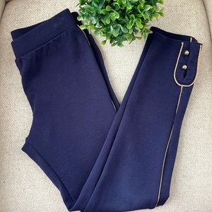 Janie and Jack girls size 10 navy/gold pointe pants/leggings
